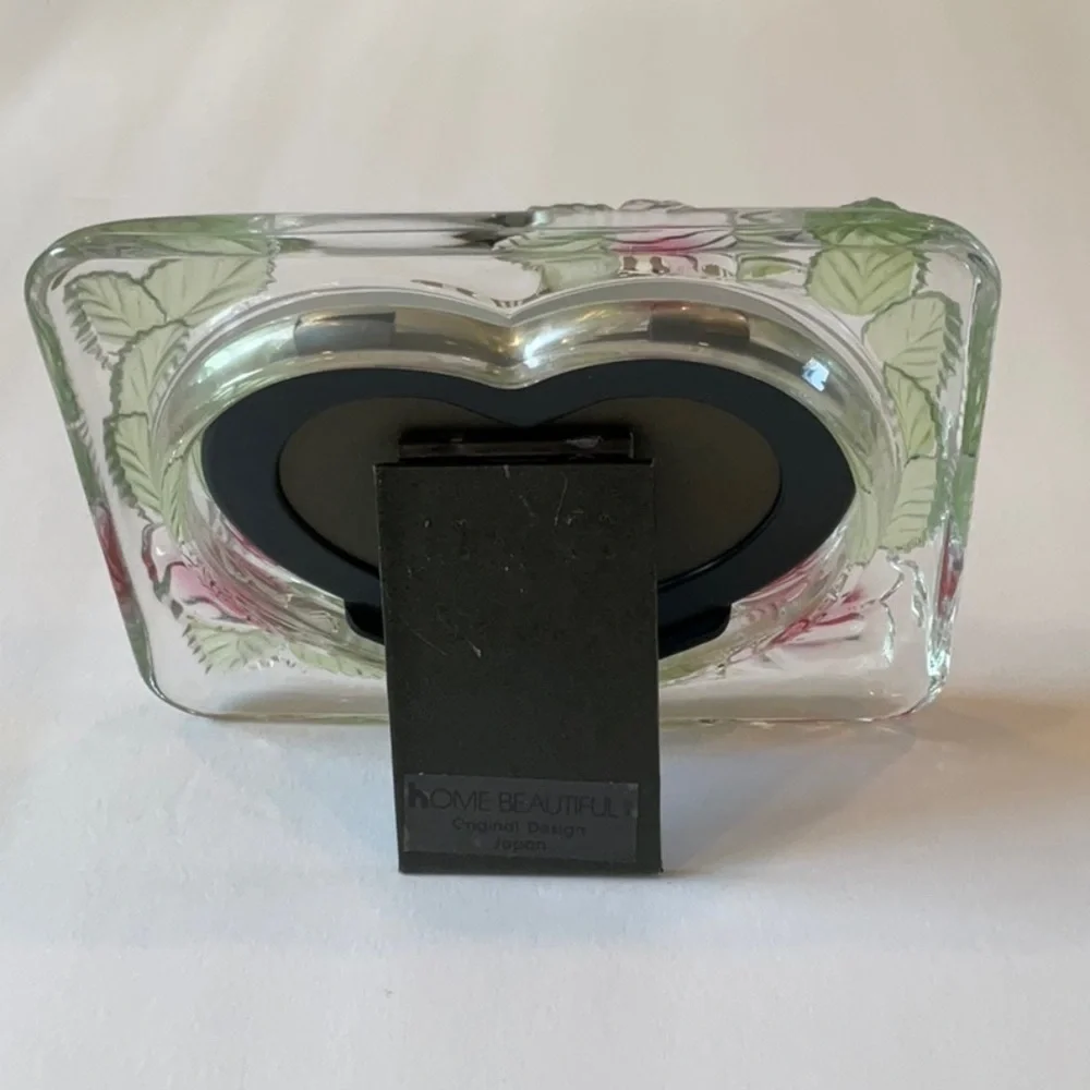 NWB-Vintage crystal rose heart shaped Art Deco picture frame 4 1/2 X 6 in